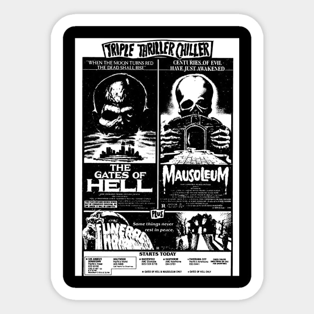 Triple Thriller Chiller Sticker by driveintshirts